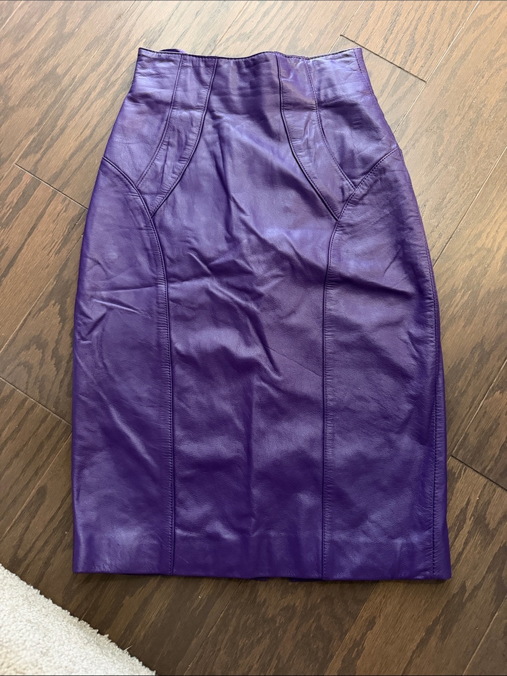 Vintage Purple Leather Pencil Skirt